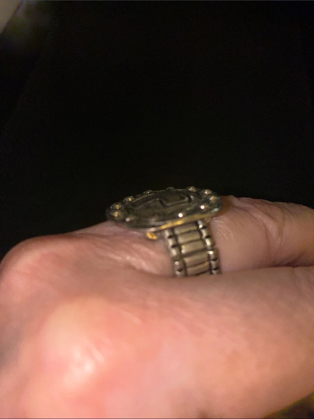 Gold-Tone Cross Dome Stretch Ring